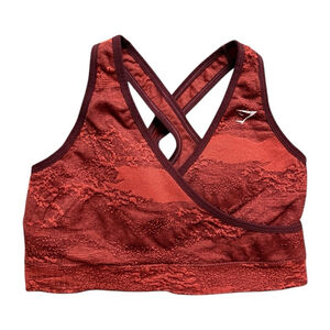 Gymshark Adapt Camo Seamless Wrap Sports Bra Storm Red Cherry Brown Size Large